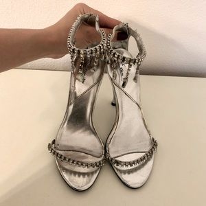 Ankle Strap Dangling Crystal Rhinestone Heels